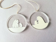 Load image into Gallery viewer, Cute polar bear Christmas card and recycled acrylic decoration
