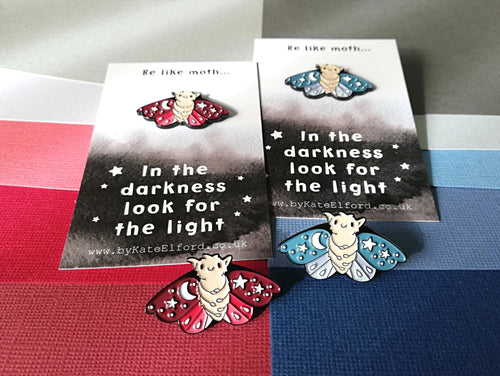 Moth enamel pin, always look for the light, brooch. Positivite, supportive gift