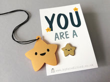 Load image into Gallery viewer, You are a star enamel pin and Christmas decoration, cute tiny gold star pin and acrylic ornament gift
