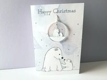 Load image into Gallery viewer, Cute polar bear Christmas card and recycled acrylic decoration
