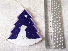 Load image into Gallery viewer, Polar bear and star recycled acrylic Christmas decoration
