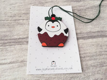 Load image into Gallery viewer, Penguin pudding Christmas decoration
