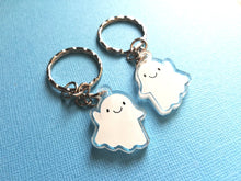 Load image into Gallery viewer, A little ghost keyring, cute happy ghost charm, recycled acrylic

