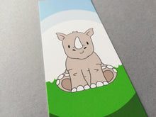 Load image into Gallery viewer, Rhino bookmark, rhinoceros page marker, bookmark gift, book lover
