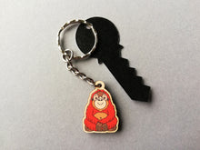 Load image into Gallery viewer, Tiny orangutan keyring, mini wooden key fob, eco friendly wood
